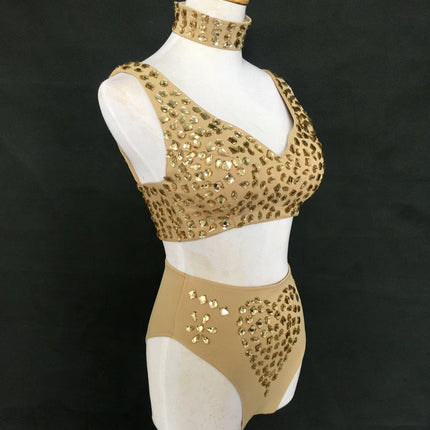 Sexy DJ Nightclub Pole Dance Costume Rhinestone Bikini Rave Outfit Party Show Stage Wear Dancer Team Performance Clothes