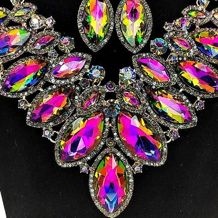 Rhinestone Drop Necklace & Earring Set