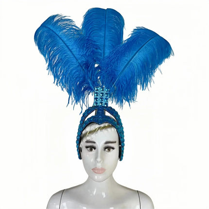 The Stardust Azure Sovereign – Royal Blue Feather Samba Carnival Headdress
