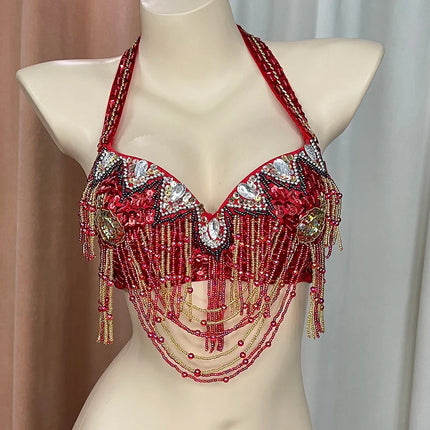 The Stardust Prism Sirena – Deluxe Beaded & Sequined Belly Dance Bra Top