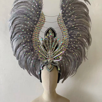 The Stardust Aurora Feather Headdress – Light Purple Cabaret & Carnival Crown
