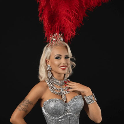 Rhinestone Headpiece Necklace & Earring Set