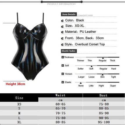 Gothic PU Leather Push-Up Corset Bodysuit & Underwire Bustier Shaper
