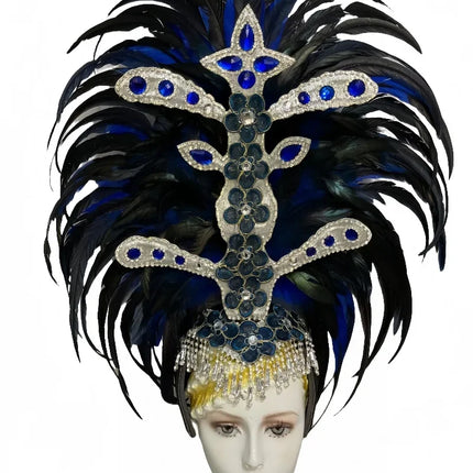 Feather headdress samba costume carnival halloween party bar performance hat makeup dance wings parade