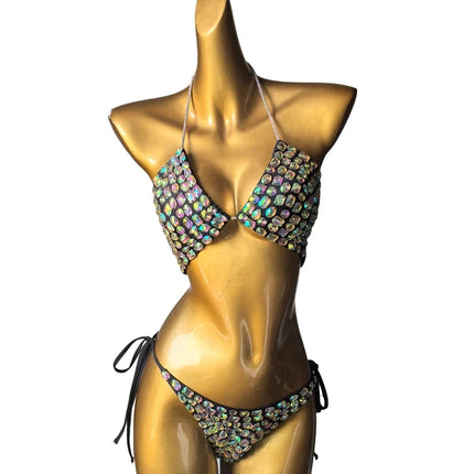 The Venus Vacation Iridescent Diamond Bikini – Crystal Prism Showgirl Set