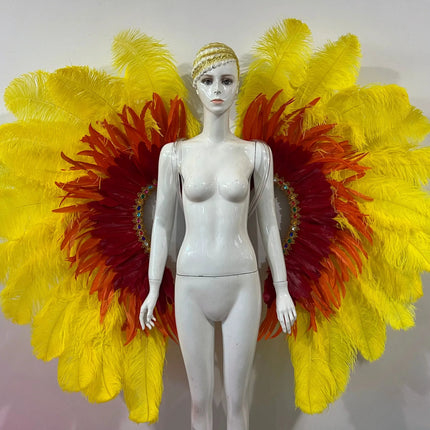 Two-Tone Feather Wing Backpiece Stage Costume Accessory