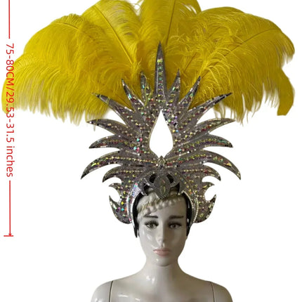 The Stardust Majestic Feather Crown – Carnival & Cabaret Stage Headdress
