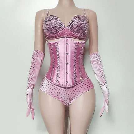 The Stardust Sugar Rush – Pink Feather & Glitter Stage Costume Set