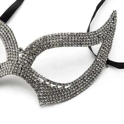 Sparkling Rhinestone Masquerade Face Mask – Breathable Crystal Veil Headwear for Banquets, Festivals & Halloween Costumes