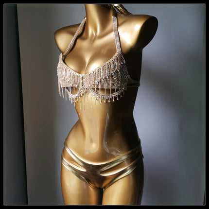 The Venus Vacation Tassel Bikini – Luxe Rhinestone Fringe Showgirl Set