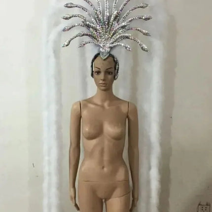 The Stardust Extravaganza Carnival Headdress – Rhinestone & Feather Showgirl Crown