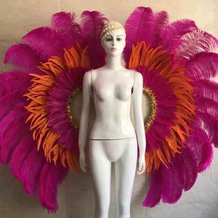 Two-Tone Feather Wing Backpiece Stage Costume Accessory