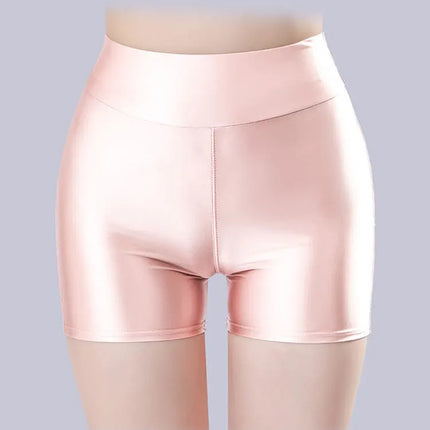 Smooth Shiny Satin Wet-Look Booty Shorts Candy Color Safety Shorts