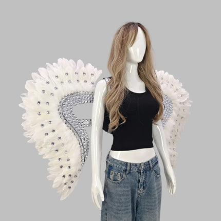 Artisanal Feather Angel Wings Statement Backpiece Runway & Carnival Costume Prop