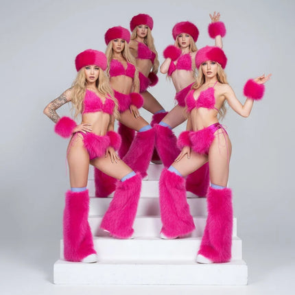 Sweetheart Rose Red & Baby Pink GOGO Bikini Stage Performance Costume Set