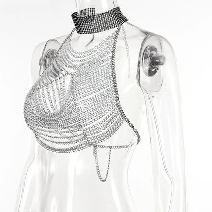 Crystal Chest Chain Body Harness Crop Top & Festival Party Jewelry