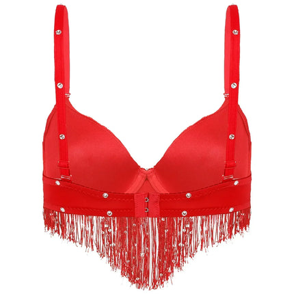 The Stardust Oasis Sirena – Sequined Tassel & Rhinestone Push-Up Belly Dance Bra Top