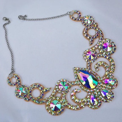 AB Rhinestone Chain Clasp Necklace