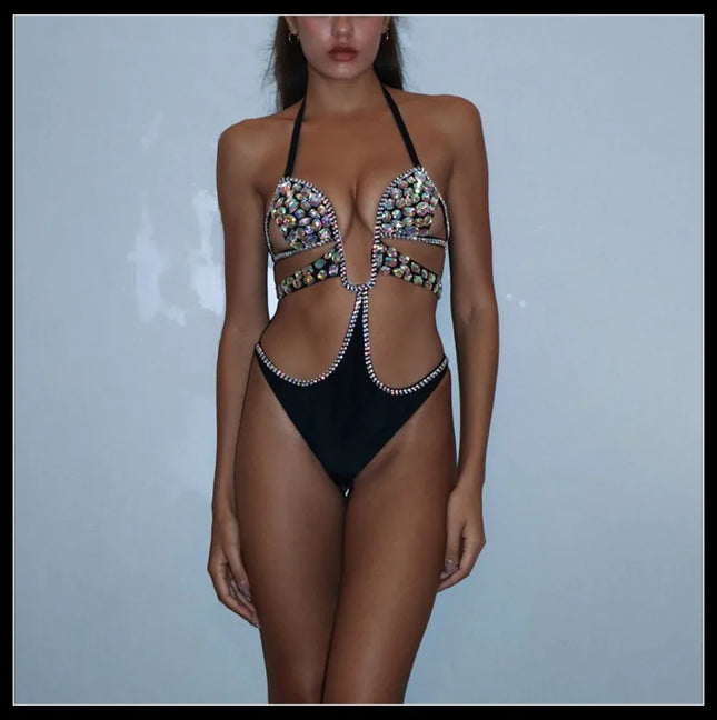 Dazzling Beaded Chest Harness & Bikini Body Jewelry Set