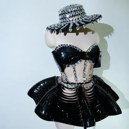 The Stardust Midnight Cabaret Cage Set – Luxury Rhinestone Showgirl Costume