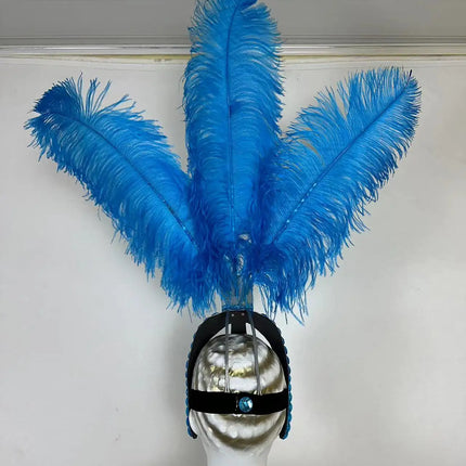 The Stardust Azure Sovereign – Royal Blue Feather Samba Carnival Headdress