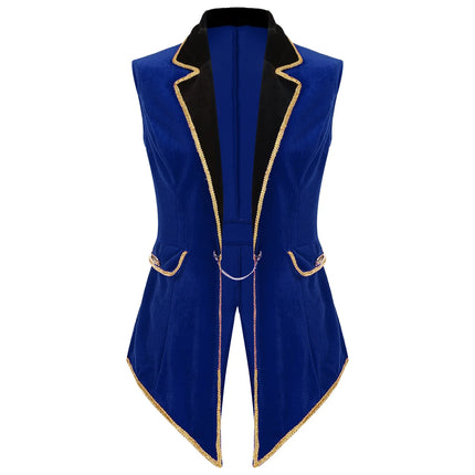 Velvet Circus Ringmaster Tailcoat Vest Marching Band Halloween Showman Outerwear