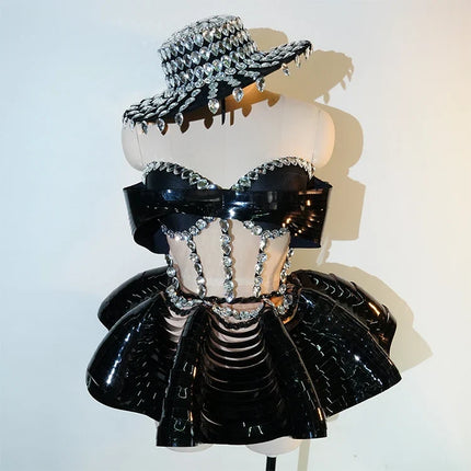 The Stardust Midnight Cabaret Cage Set – Luxury Rhinestone Showgirl Costume