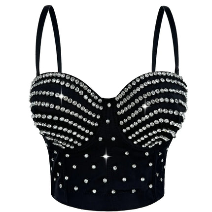 The Stardust Prism Siren – Embroidered Diamond Bustier Corset Crop Top