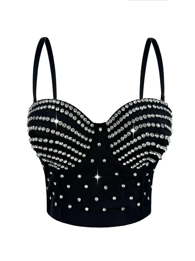 The Stardust Prism Siren – Embroidered Diamond Bustier Corset Crop Top