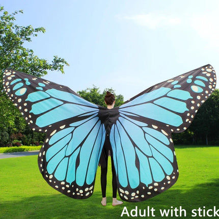Vibrant Butterfly Belly Dance Wings with Telescopic Sticks Set