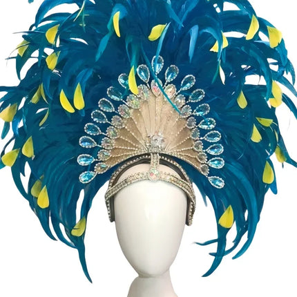 Feather headdress samba costume carnival halloween party bar performance hat makeup dance wings parade