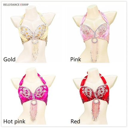 The Stardust Siren Shimmer – Sequin & Tassel Halter Belly Dance Bra Top