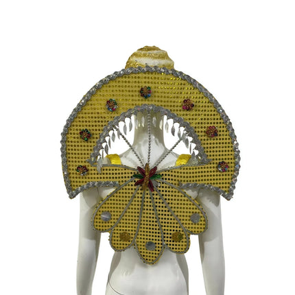 Sequined Butterfly-Style Costume Backpiece with Draped Chain