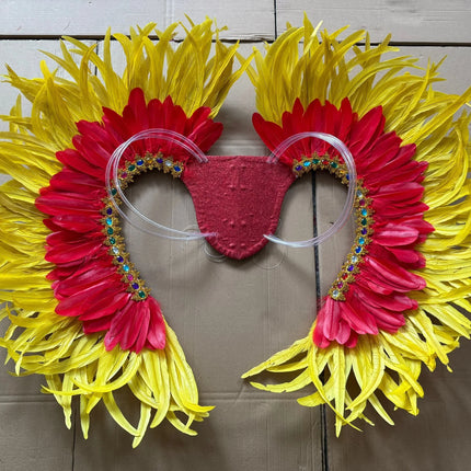 Two-Tone Feather Wing Backpiece Stage Costume Accessory
