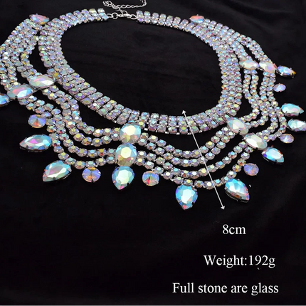 Multi layered Wave Rhinestone Necklace & Earring Set
