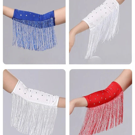 The Stardust Cabaret Fringe Sleeves – Luxury Rhinestone Performance Arm Bands