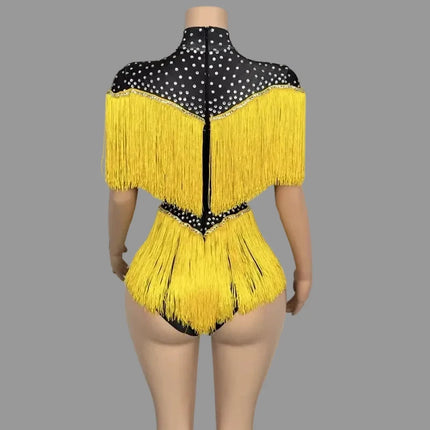 The Stardust Samba Fringe Bodysuit – Luxury Tassel Showgirl Costume