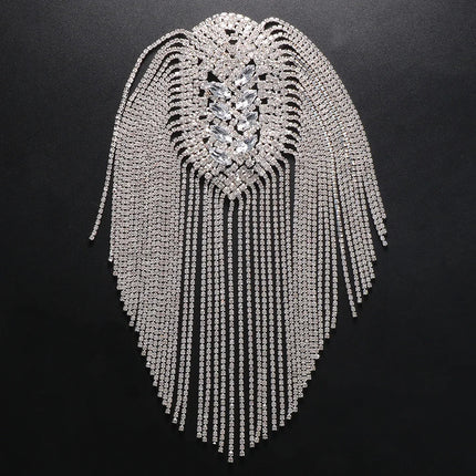 Rhinestone Tassel Chain Epaulette Shoulder Pad Applique