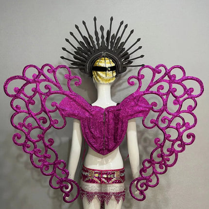Jewel-Toned Feathered Wings and Headdress Set