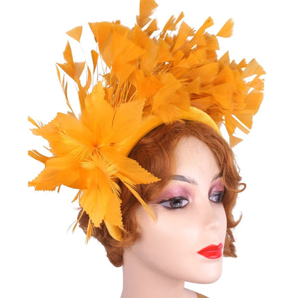25cm Feather Floral Ribbon Fascinator Headband Kentucky Derby Cocktail Tea Party Hat