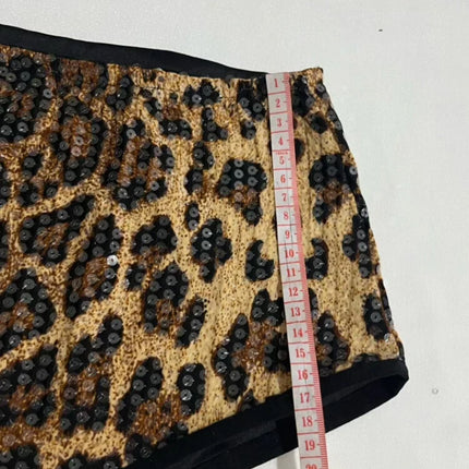 Sequined Top & High-Waist Leopard Print Shorts 2-Piece Gogo Dance Set