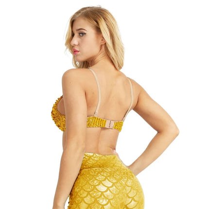 The Stardust Prism Sirena – Sequined & Looped Beading Padded Push-Up Bra Top