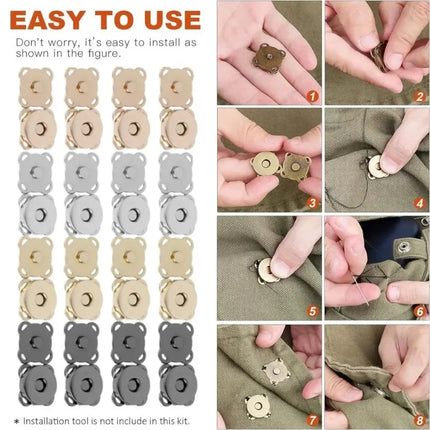 Magnetic Snap Fastener Clasps & Buttons for Bags, Purses & DIY Crafts