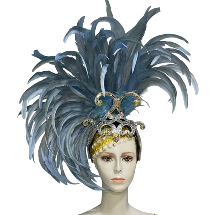 The Stardust Mirage – Exquisite Blue Feathered Samba Carnival Headdress