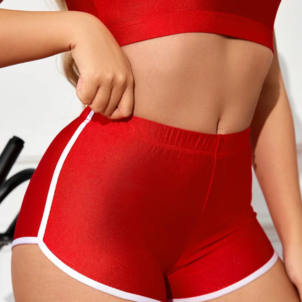 Metallic High-Stretch Crop Tank & Shaping Shorts 2-Piece Activewear Set