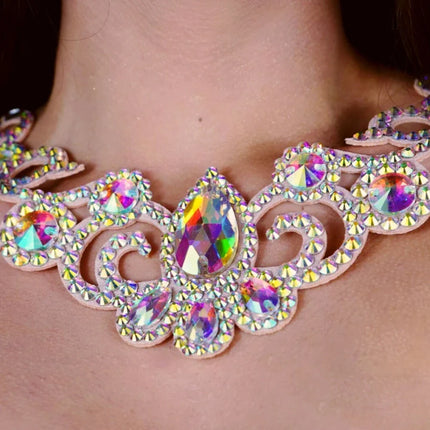 AB Rhinestone Chain Clasp Necklace