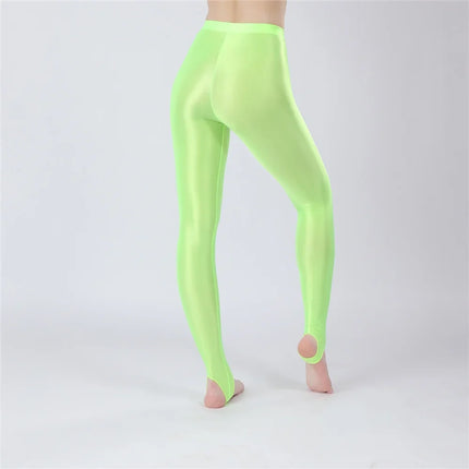 Thin Sheer Oil Glossy High-Stretch Pencil Pants Candy Color Yoga Leggings