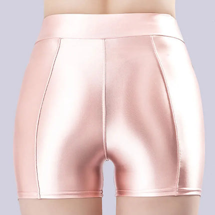 Smooth Shiny Satin Wet-Look Booty Shorts Candy Color Safety Shorts