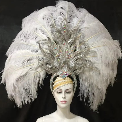 FASHIONABLE AND EXQUISITE HEADDRESS FEATHERS SAMBA DANCE CARNIVAL HALLOWEEN PARTY LATIN DANCE BAR PERFORMANCE HAT MASQUERADE
