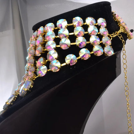 Oversized Crystal Gemstone Statement Choker Necklace Drag Queen Pageant Jewelry